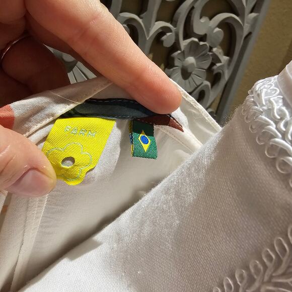 Farm Rio XL Boho Floral Blouse Top Statement Summer Resort Vacay Hibiscus Beach - Picture 5 of 9